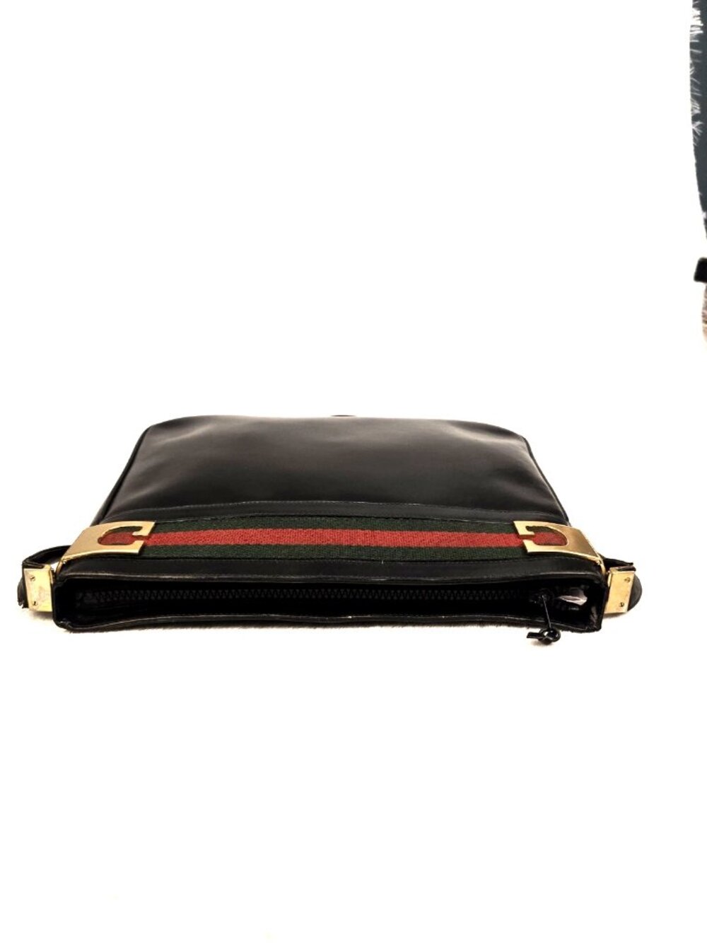 Vintage Gucci Tom Ford Black Leather Web Stripe Shoulder Bag Crossbody - Picture 3 of 9
